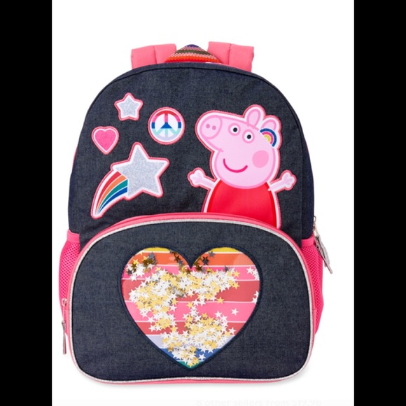 Peppa Pig Girls- Rainbow Hearts Backpack (NWT) - Picture 2 of 5
